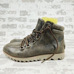 Sorel Harlow Brown Leather Hiking Lace Up Athleisure Ankle Boots T611